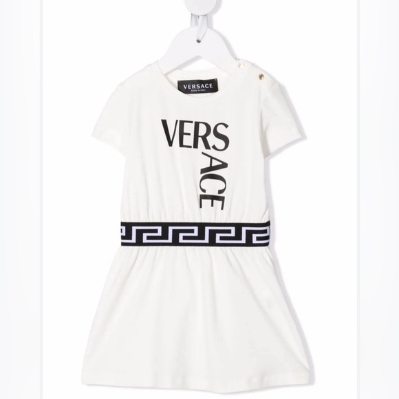 Authentic Versace Kids Greca-trim logo-print T-shirt dress 36M - Picture 1 of 8
